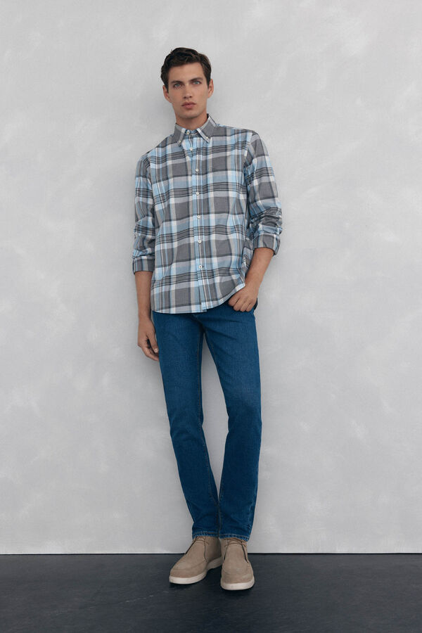 Pedro del Hierro Soft checkered twill Grey