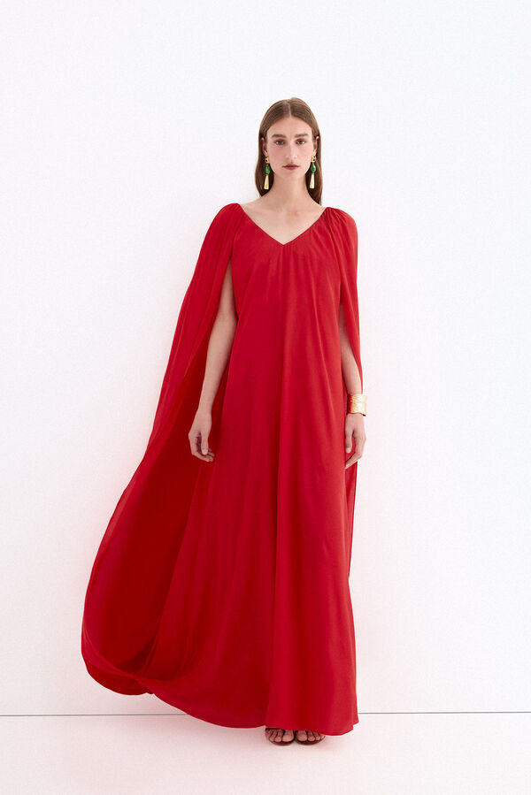 Pedro del Hierro Vestido fluido comprido capa Vermelho