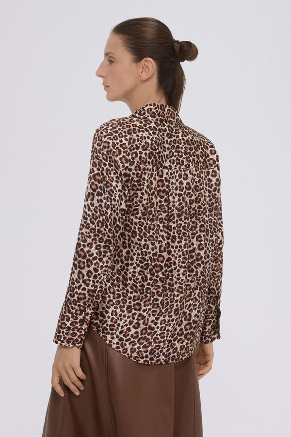 Pedro del Hierro Flowing animal print satin blouse Brown