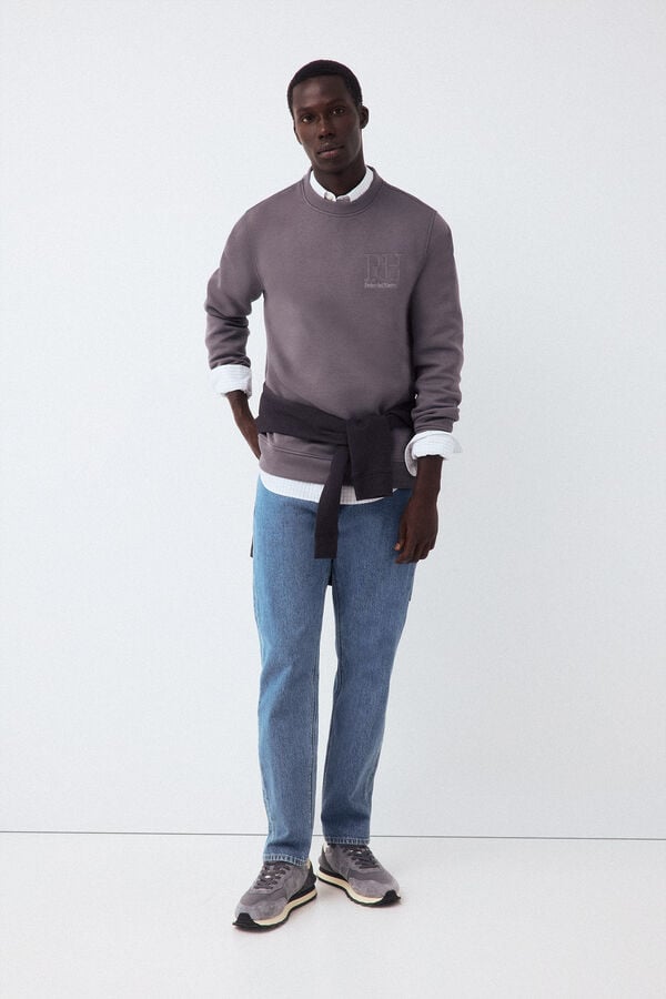 Pedro del Hierro Neoprene crew neck sweatshirt Grey