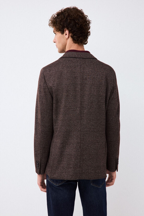 Pedro del Hierro Plaid knit blazer Brown