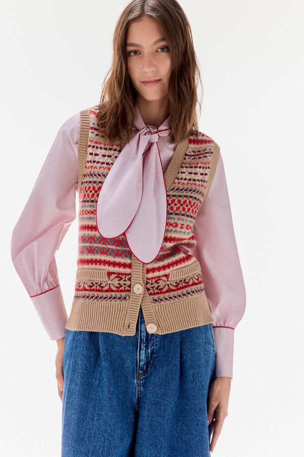 TFP by Tamara Falcó Chaleco jacquard geométrico Beige