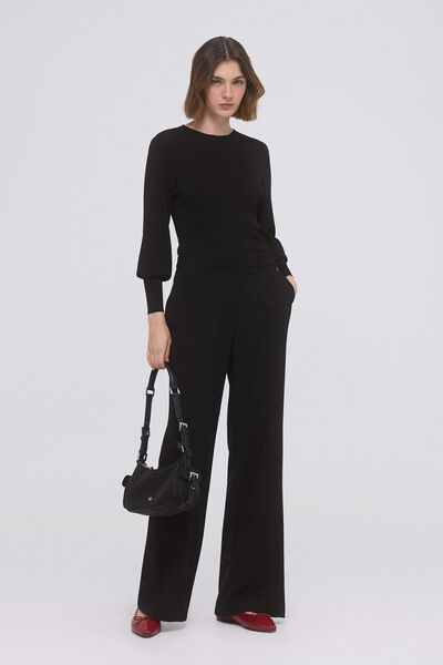 Pedro del Hierro Ribbed puff sleeve sweater Black