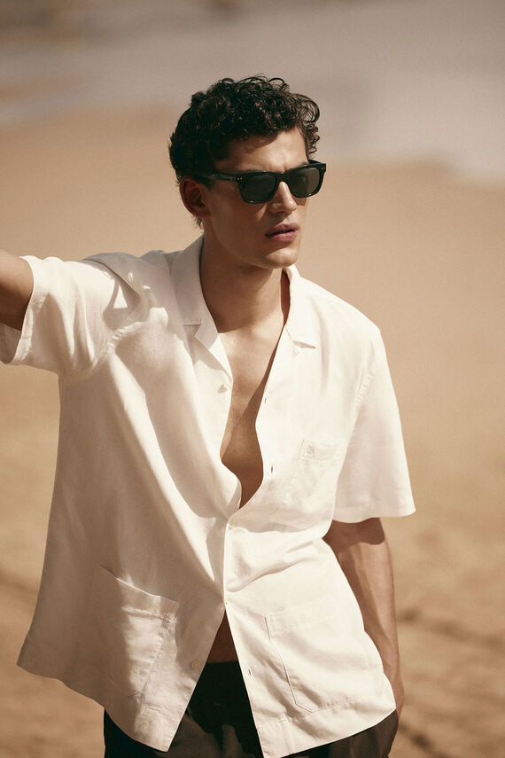 Guayabera lino manga corta