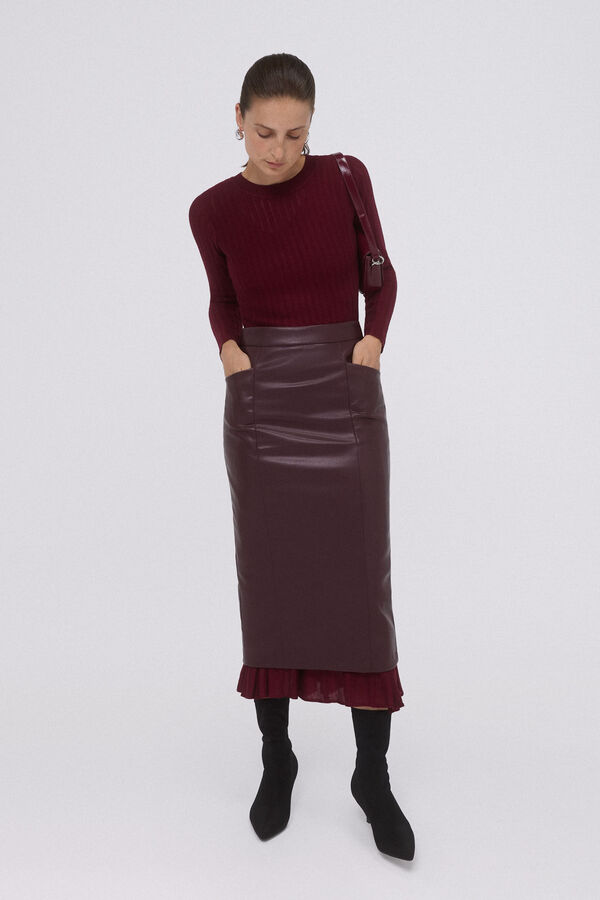 Pedro del Hierro Faux leather pencil skirt Purple