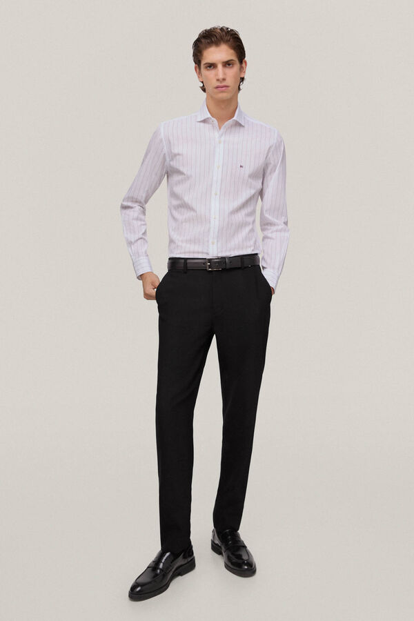 Pedro del Hierro Camisa rayas slim facil plancha libre de olores P&uacute;rpura