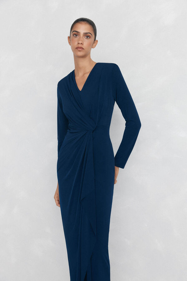 Pedro del Hierro Vestido justo com detalhe na cintura Azul