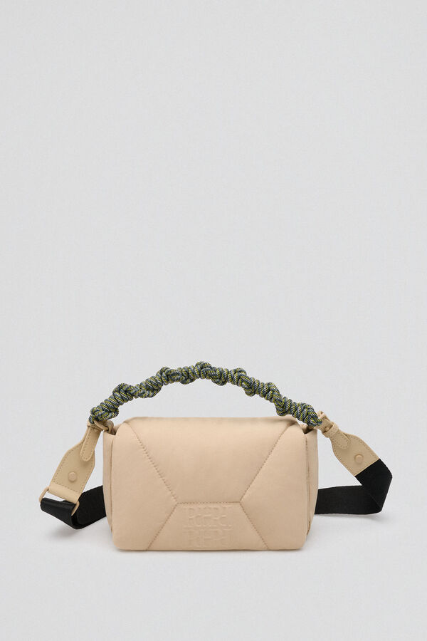 Pedro del Hierro Nylon shoulder bag with new logo volume Beige