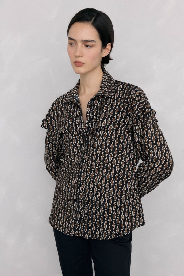 Pedro del Hierro Cape print blouse Grey