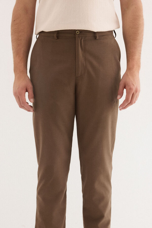 Pedro del Hierro Linen worker regular trousers Brown