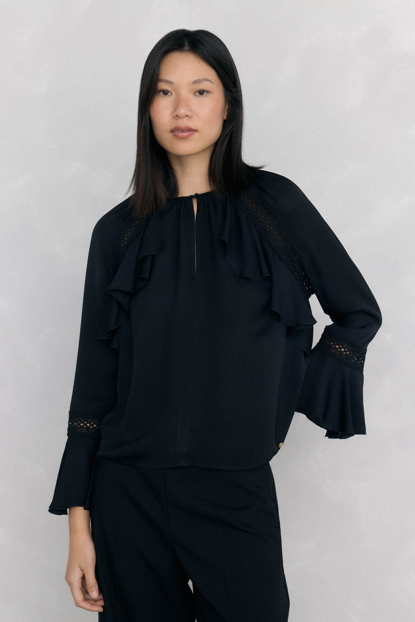 Pedro del Hierro Ruffled lace blouse