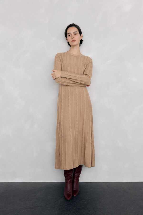 Pedro del Hierro Cross-knit dress Beige