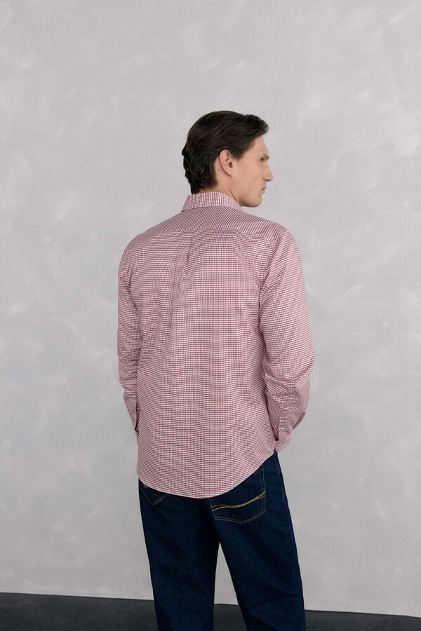 Pedro del Hierro Camisa non iron oxford cuadros Burdeos