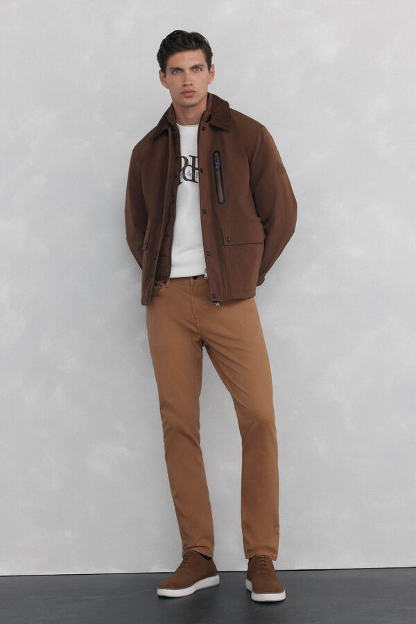 Pedro del Hierro Jacket with wool neck Brown