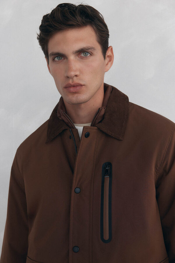 Pedro del Hierro Jacket with wool neck Brown