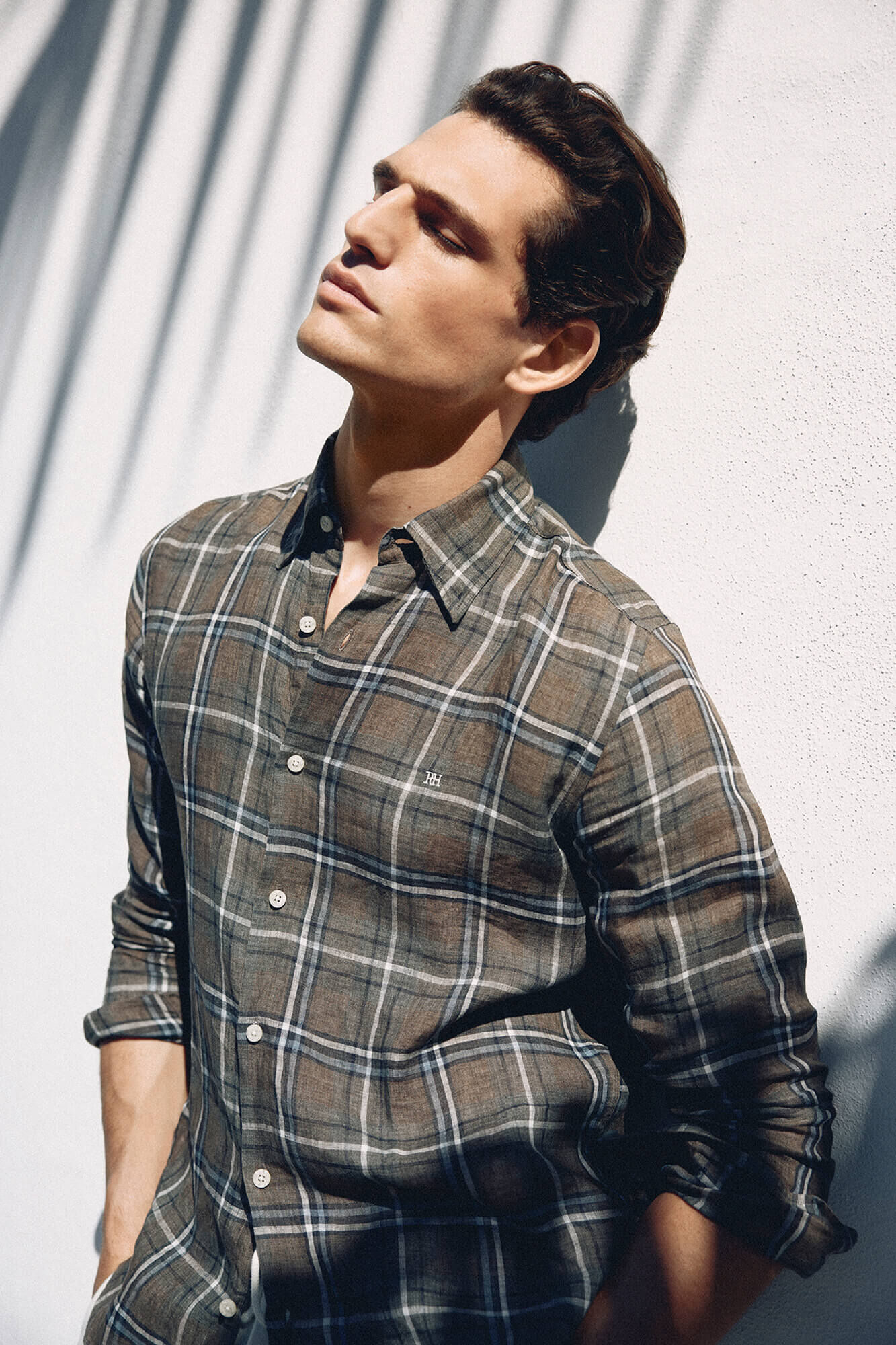 Pedro del Hierro Italian linen plaid shirt