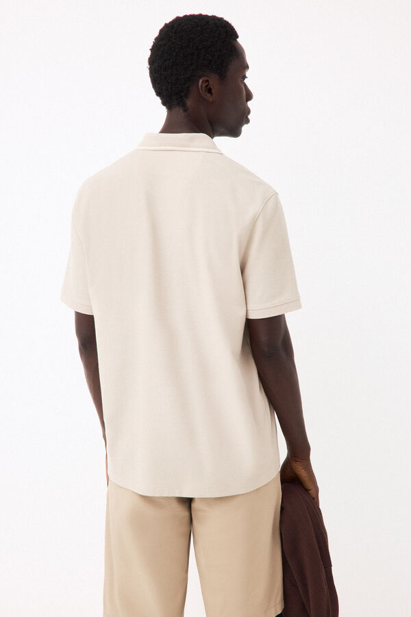 Pedro del Hierro Structured open neck polo shirt Beige