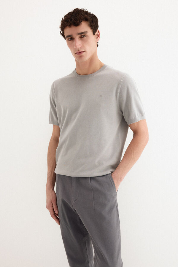 Pedro del Hierro Premium short sleeve cotton jersey T-shirt Grey