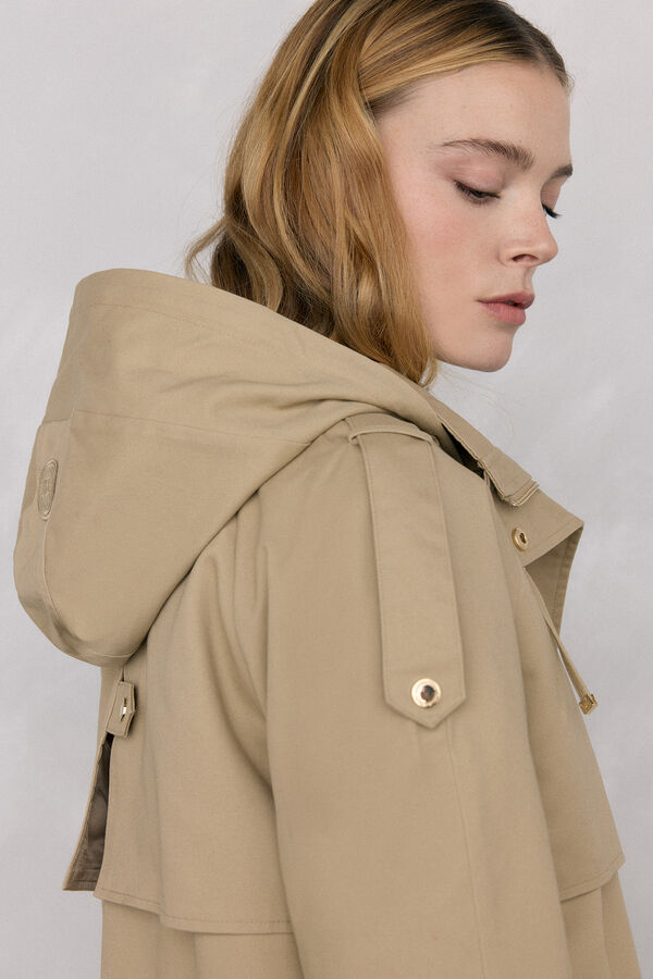 Pedro del Hierro Quilted parka with hood Beige