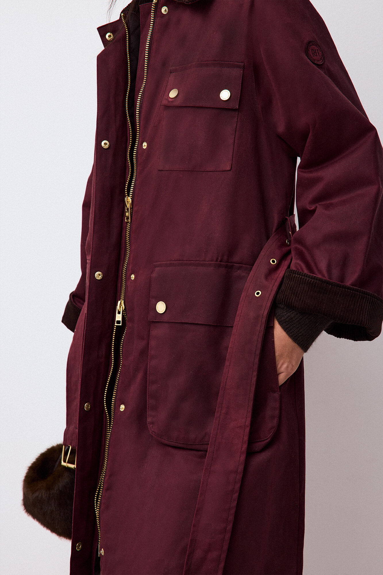 Pedro del Hierro Waxed long puffer parka