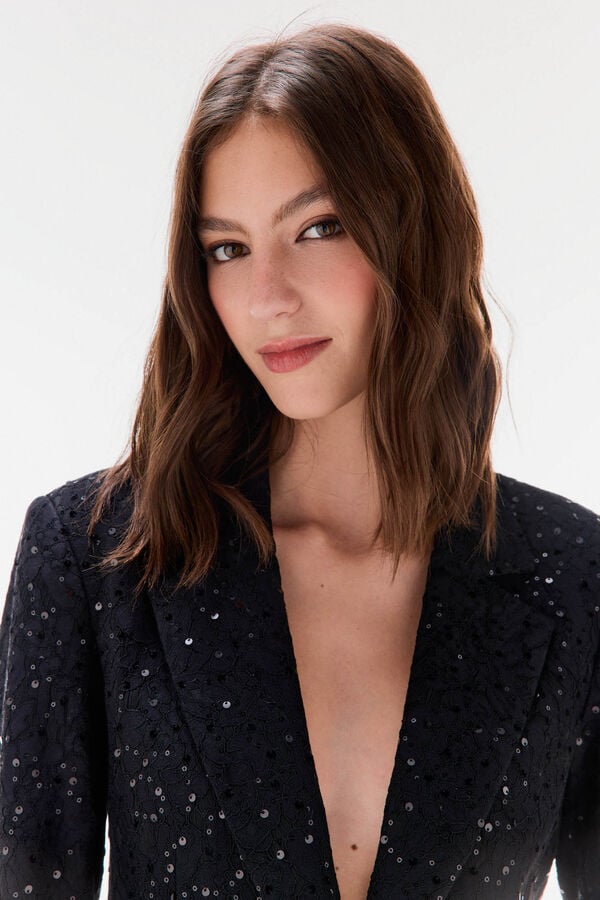 TFP by Tamara Falcó Sequin fitted blazer Black