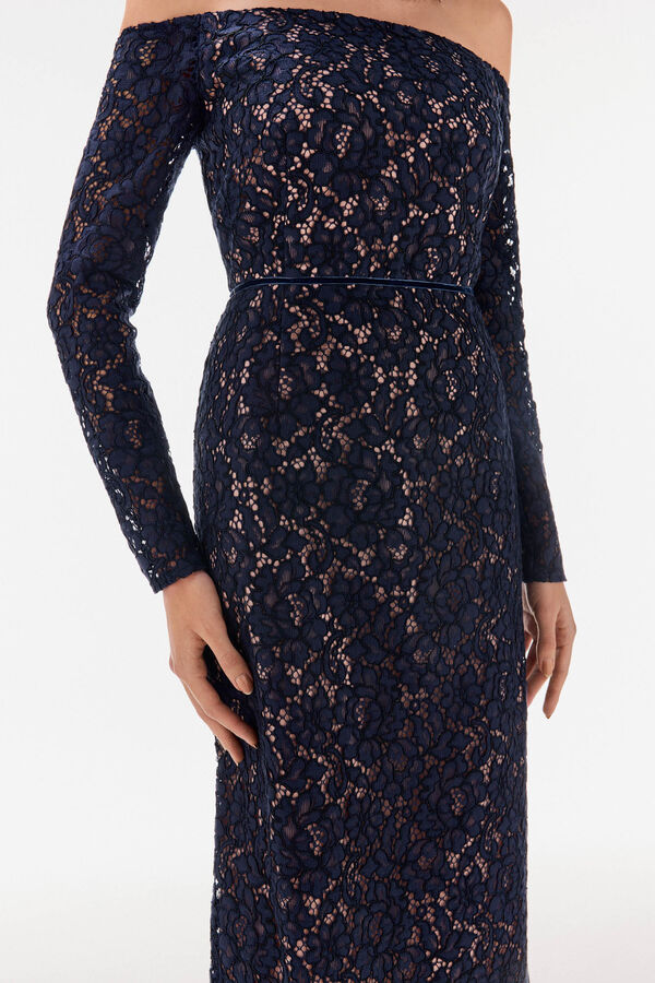 TFP by Tamara Falcó long sleeve lace dress Blue