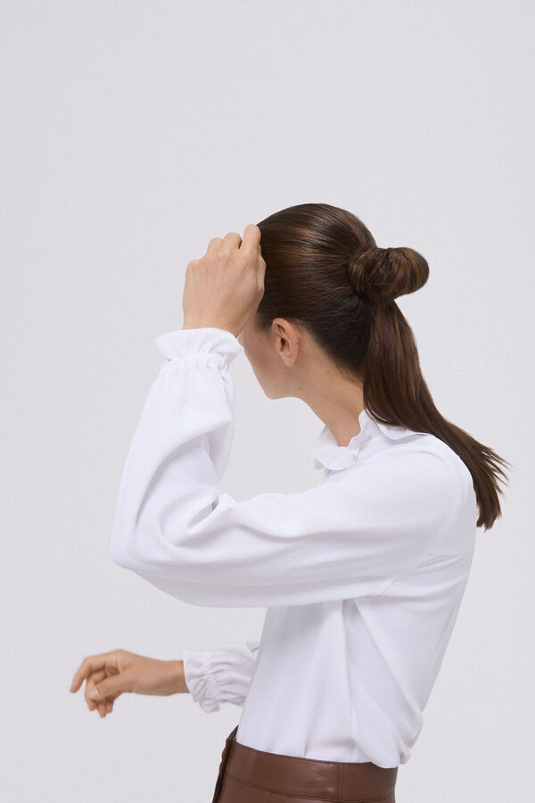 Pedro del Hierro Blusa fluida con detalle de volantes Crudo