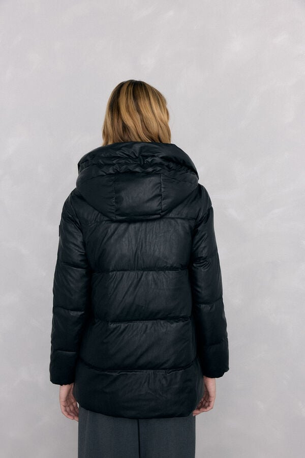 Pedro del Hierro Leather effect parka Black