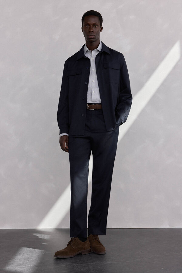 Pedro del Hierro wool pleated trousers Blue