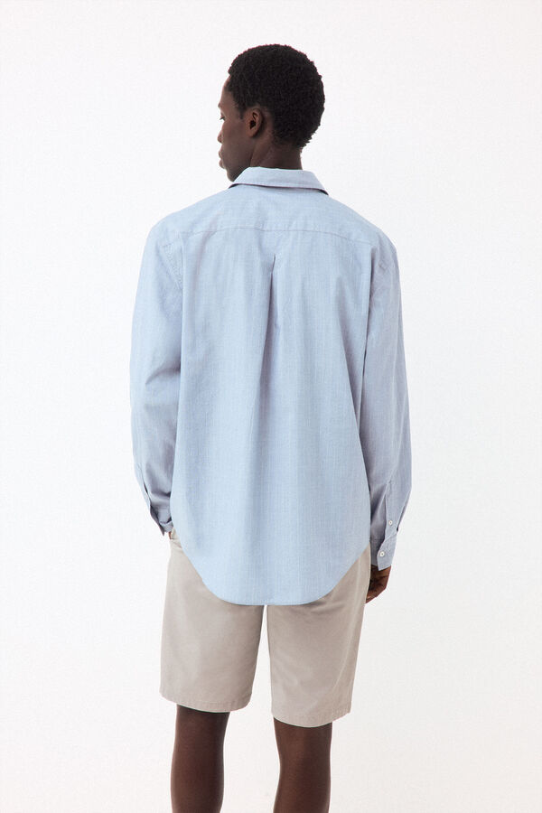 Pedro del Hierro Striped poplin relax fit shirt Blue