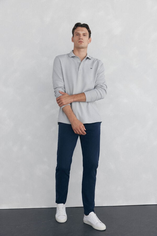 Pedro del Hierro Essential long-sleeved polo shirt Grey