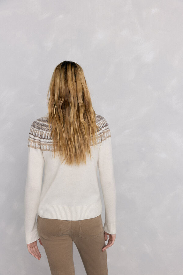 Pedro del Hierro Geometric jacquard sweater Ecru