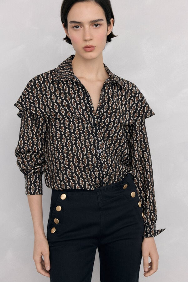 Pedro del Hierro Cape print blouse Grey