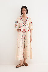 TFP by Tamara Falc&oacute; Vestido bordado Beige