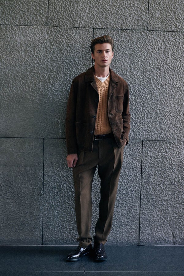 Pedro del Hierro Suede overshirt Brown