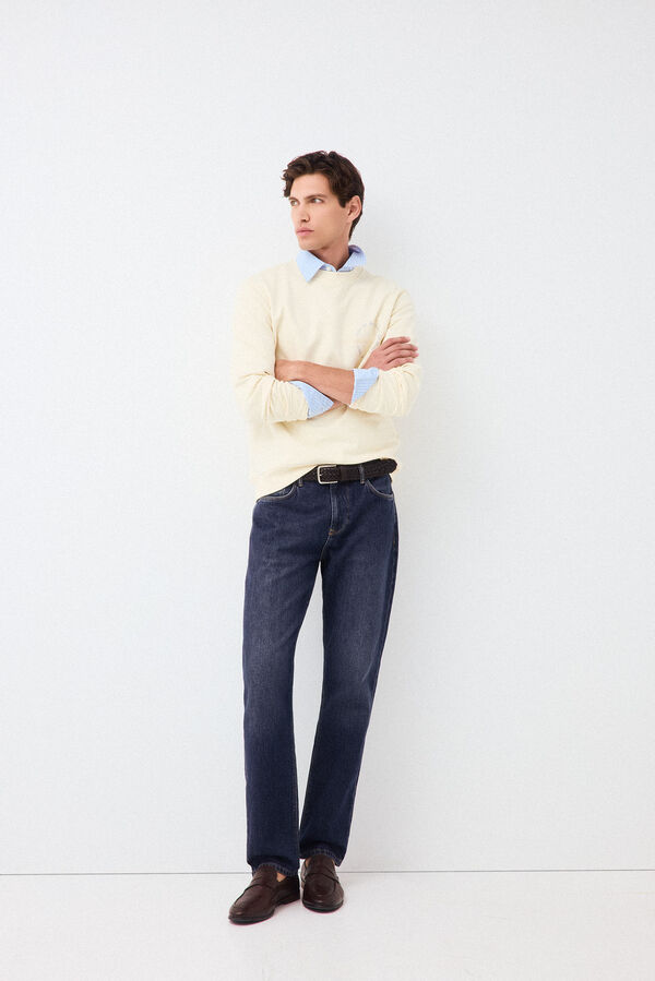Pedro del Hierro Sweatshirt com logo gola caixa Amarelo