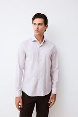 Pedro del Hierro Micro check non-iron + anti-stain slim fit dress shirt Beige