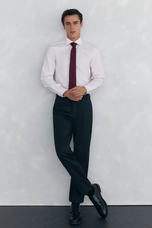 Pedro del Hierro Camisa social lisa que não pode ser passada a ferro + resistente a manchas Rosa