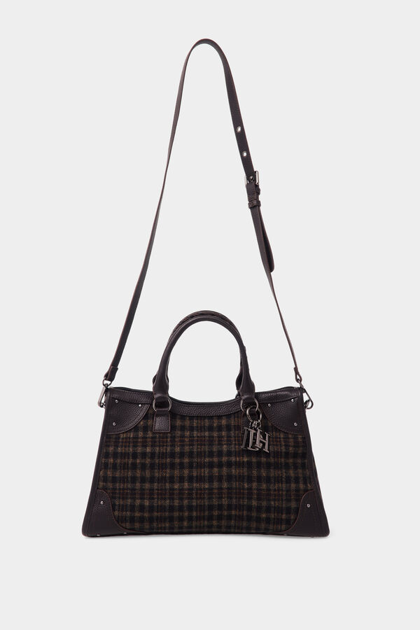 Pedro del Hierro Plaid medium handbag Brown