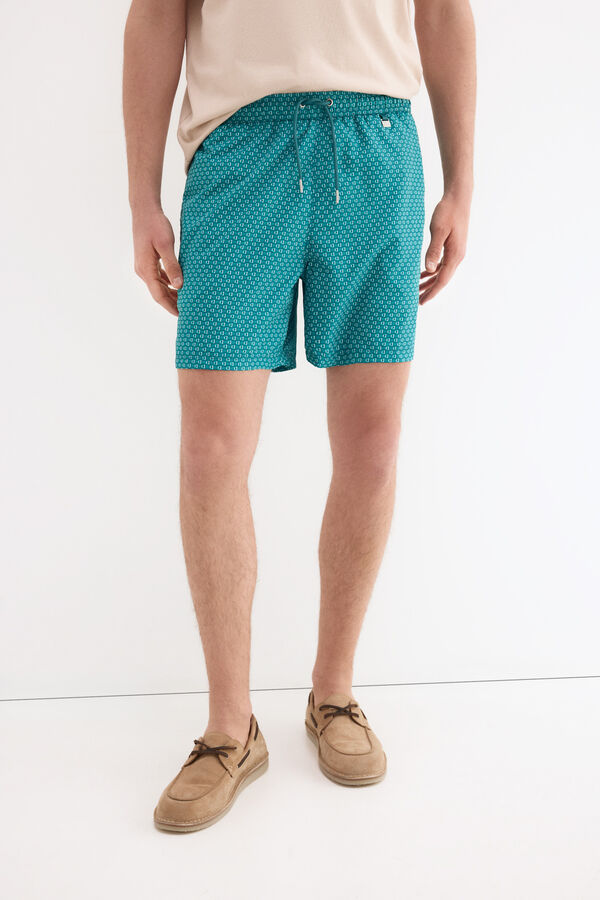 Pedro del Hierro Micro geometric print swimwear Turquoise