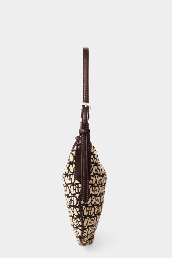 Pedro del Hierro Logo half-moon handbag Beige