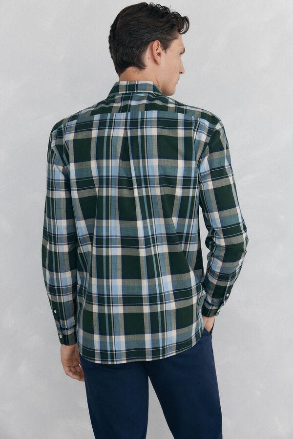 Pedro del Hierro Checked slub shirt Green