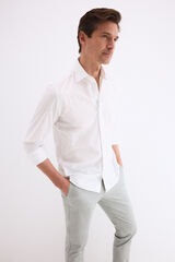 Pedro del Hierro Poplin textured checked shirt White