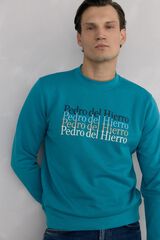 Pedro del Hierro Logo crew neck sweatshirt Turquoise