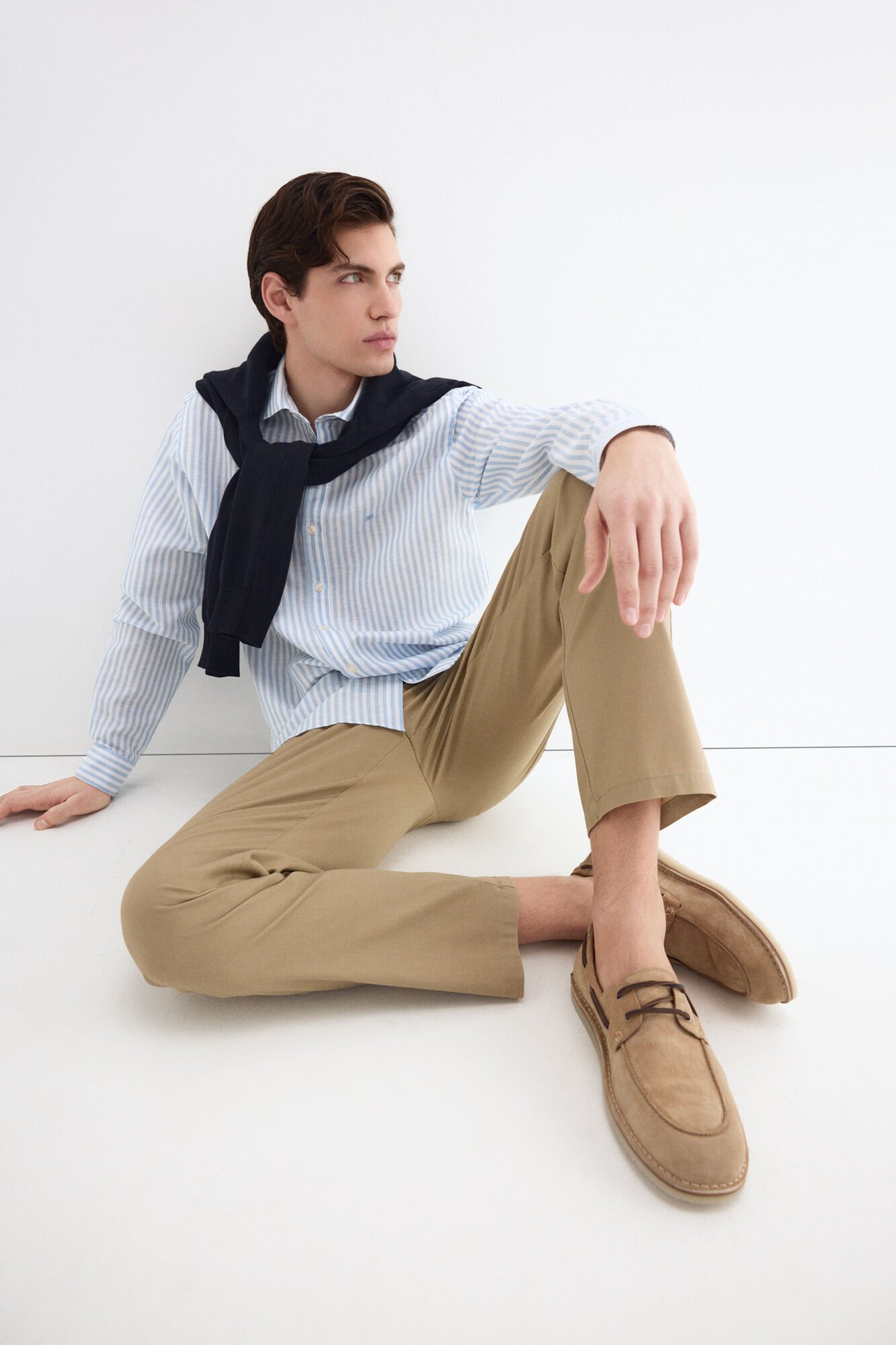 Pedro del Hierro Linen striped easy-iron dress shirt