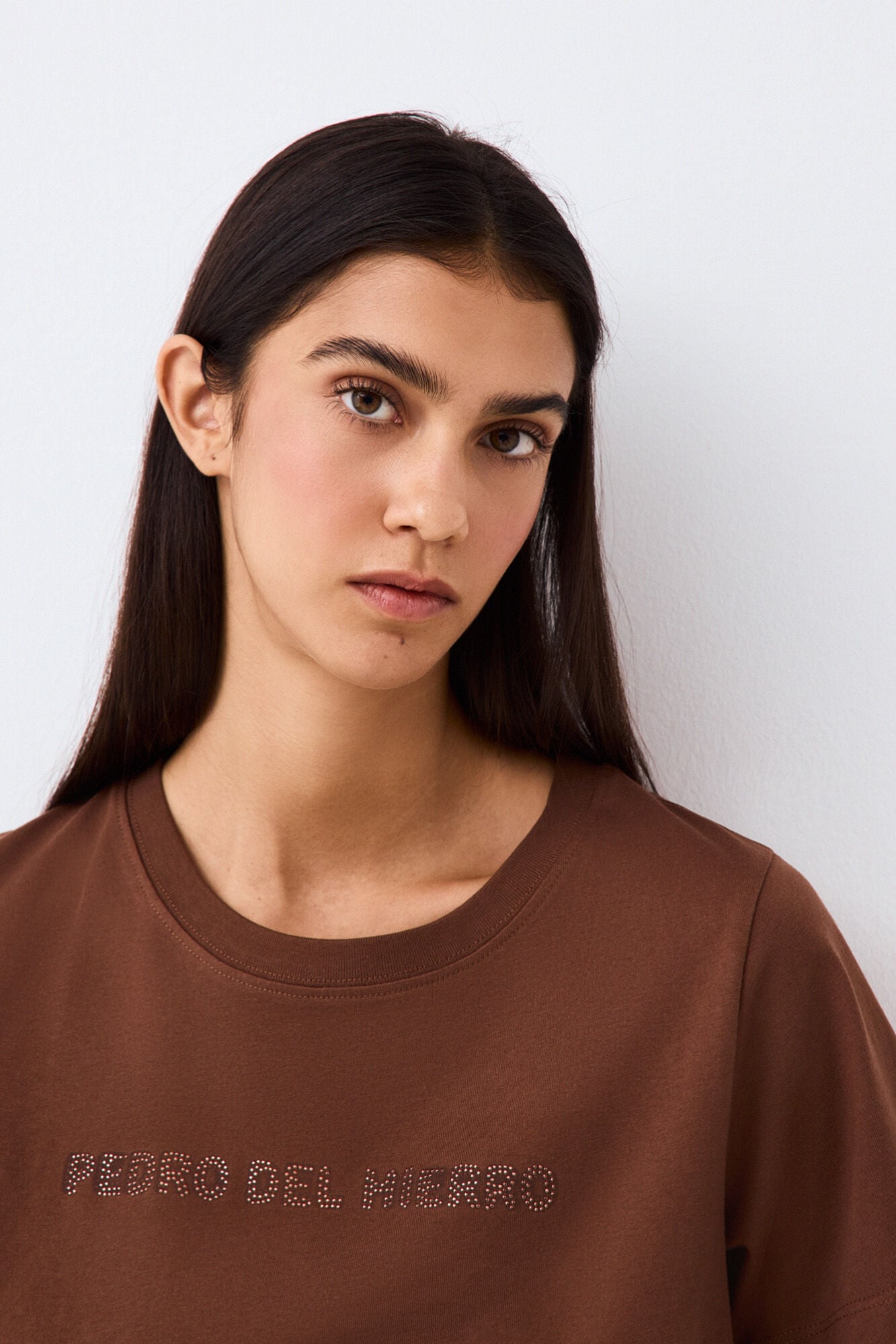Pedro del Hierro Print logo T-shirt with studs
