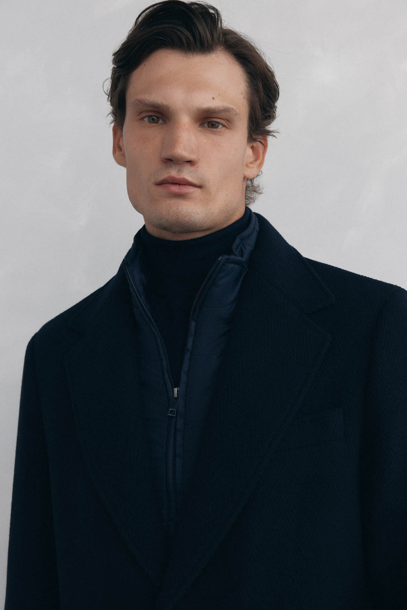 Pedro del Hierro Blue herringbone coat with removable lining 