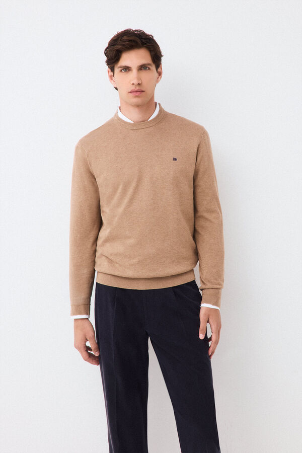 Pedro del Hierro Fine knit premium cotton jumper Beige