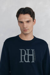 Pedro del Hierro Big logo fine jersey-knit sweater  Blue