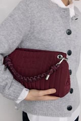 Pedro del Hierro Nylon shoulder bag with zip fastening and drawstring handle Burgundy